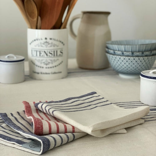 French Stripe Tablecloth with Napkin Set