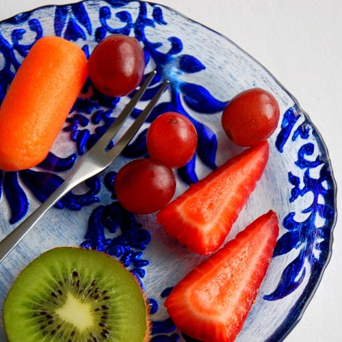 Blue Gilded Glass Canapé Plates