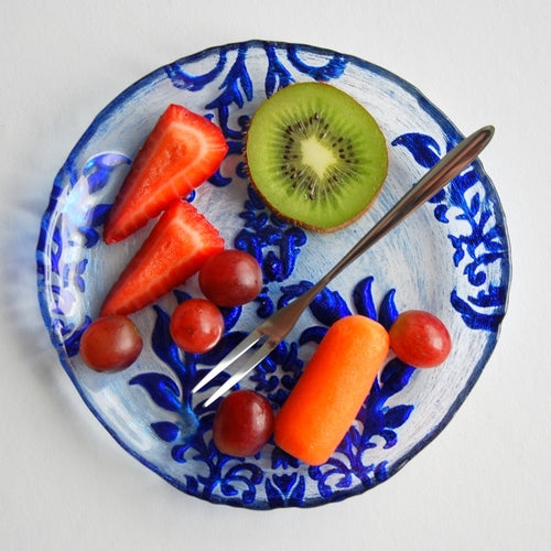 Blue Gilded Glass Canapé Plates