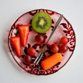 Red Gilded Glass Canapé Plates