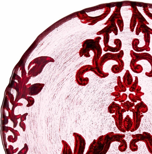 Red Gilded Glass Canapé Plates