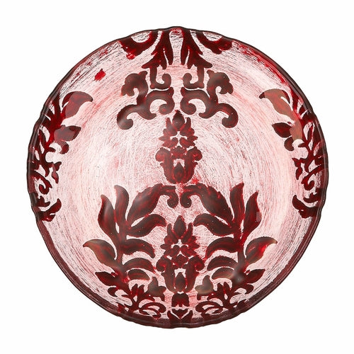 Red Gilded Glass Canapé Plates