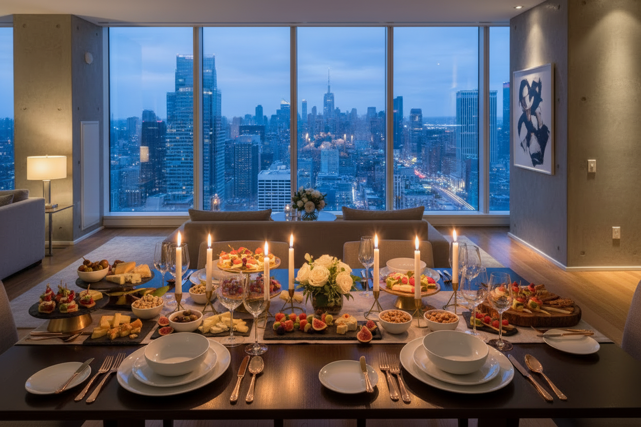 Elegant cheese and finger food spread